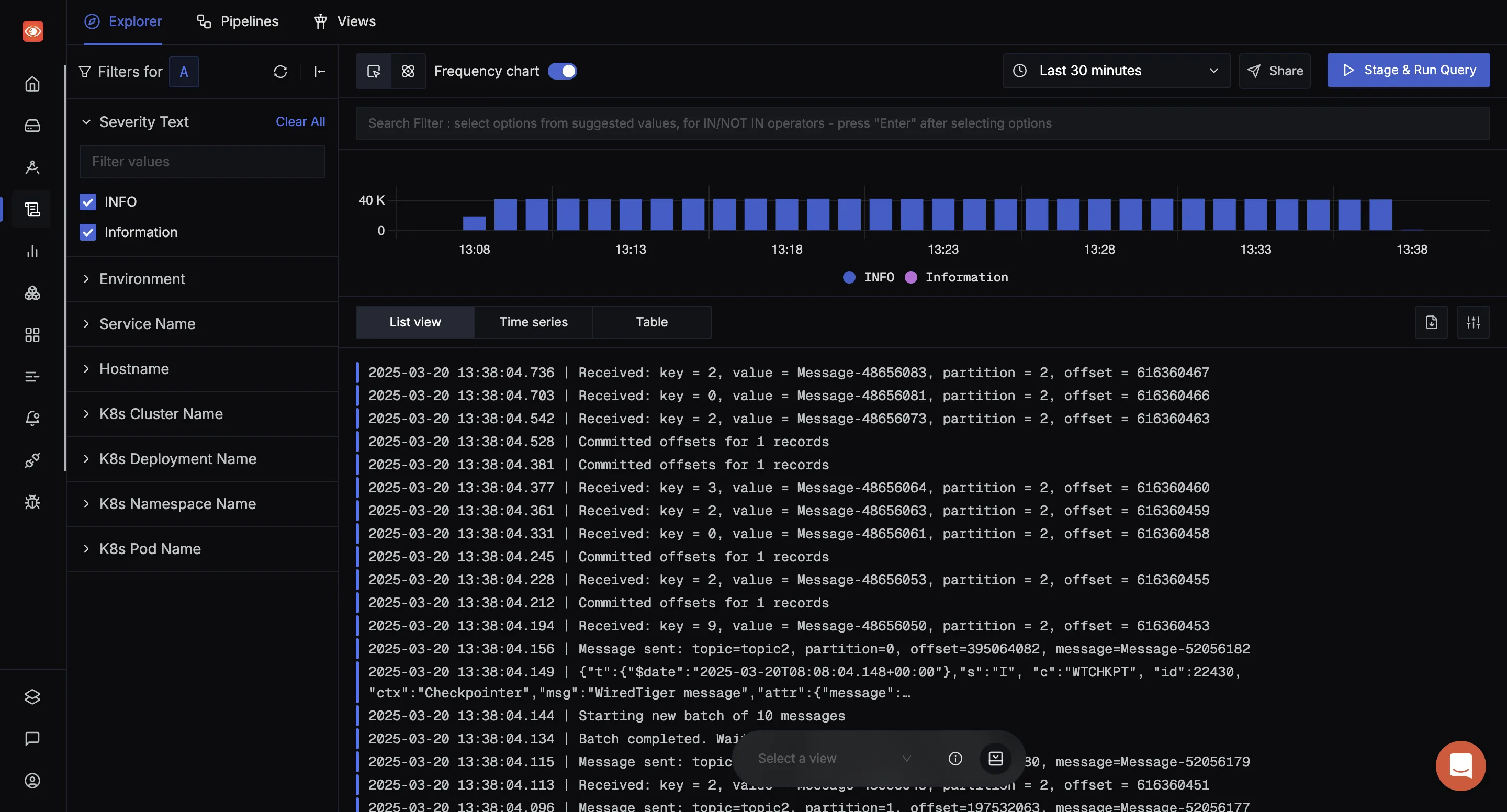SigNoz Log Management Interface